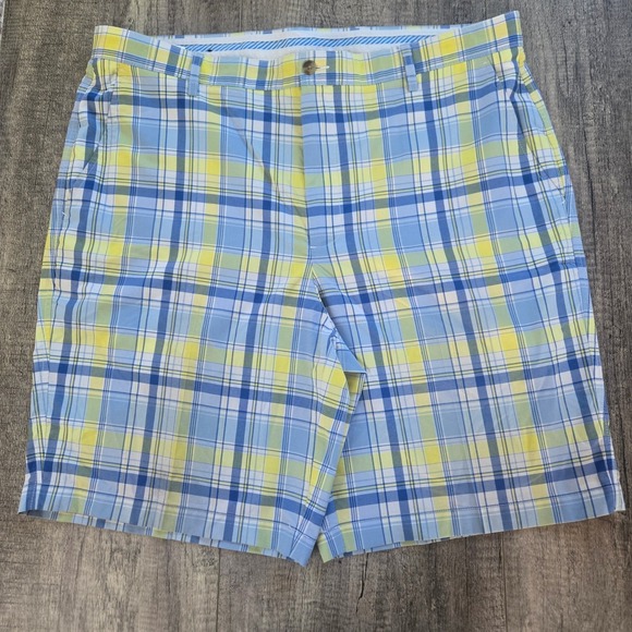 FootJoy Other - FootJoy Mens Blue Yellow Plaid Golf Shorts Size 40 Performance Flat Front FJ